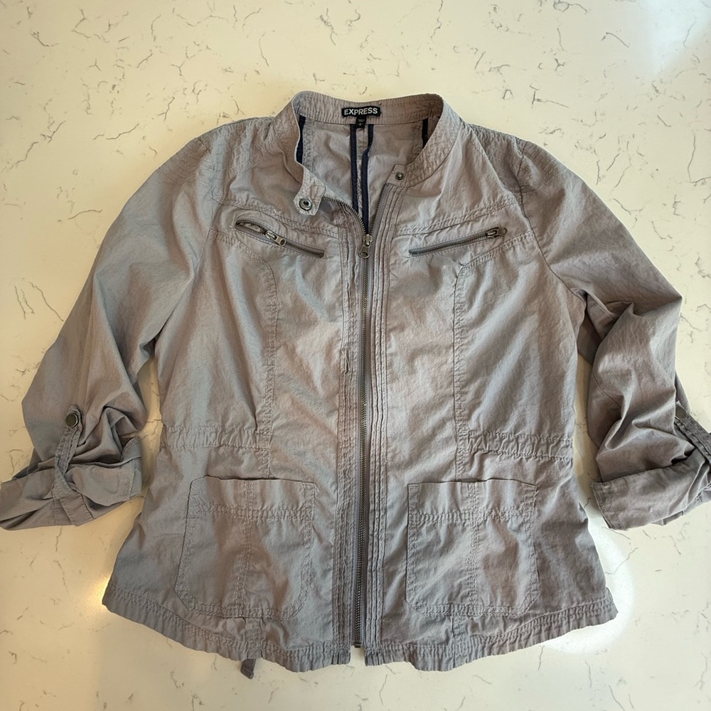 Express Gray Utility Jacket Lightweight Casual - image 1